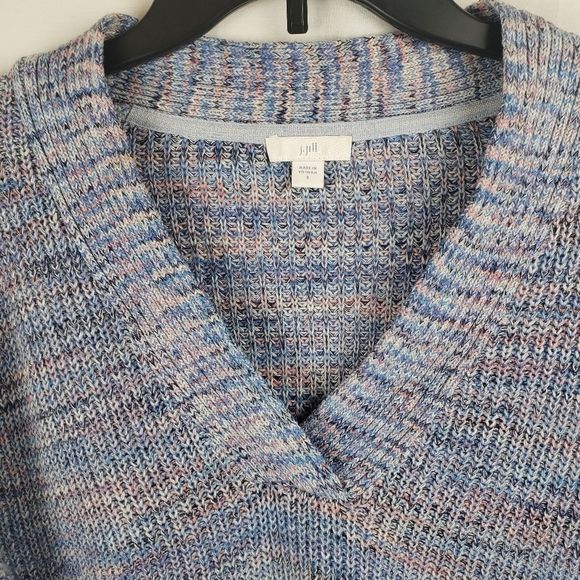 J.Jill Blue Multicolored Knit 3/4th Length Sleeve Sweater Oversized Sz S - Picture 3 of 10